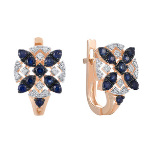 Paveikslėlis Auksiniai auskarai su briliantais ir safyrais