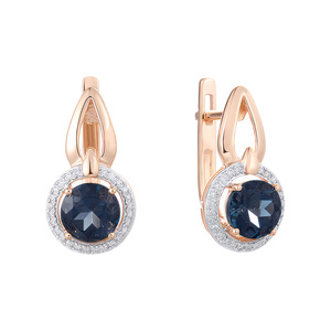 Paveikslėlis Auksiniai auskarai su briliantais ir London topazais