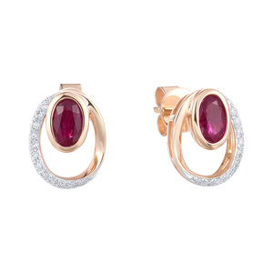 Paveikslėlis Auksiniai auskarai su briliantais ir rubinais