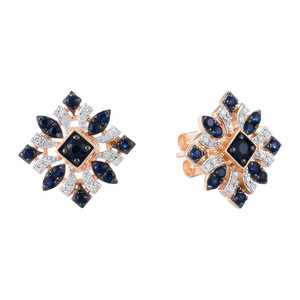 Paveikslėlis Auksiniai auskarai su briliantais ir safyrais