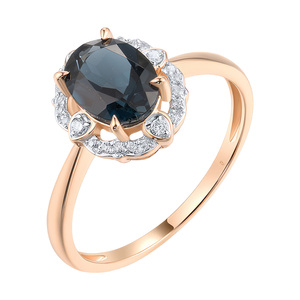 Изображение Золотое кольцо с бриллиантами и топазом London