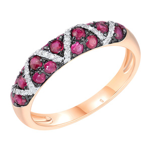 Изображение Золотое кольцо с бриллиантами и рубинами