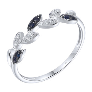 Изображение Кольцо из белого золота с бриллиантами и сапфирами