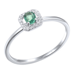 Изображение Кольцо из белого золота с бриллиантами и изумрудом