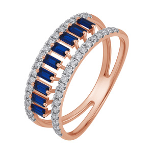 Paveikslėlis Auksinis žiedas su safyrais ir LAB deimantais