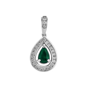 Paveikslėlis Balto aukso pakabukas su smaragdu ir LAB deimantais