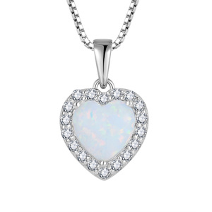 Изображение Серебряная подвеска с опалом и цирконами "Сердце"