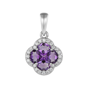 Изображение Серебряная подвеска с аметистами и цирконами