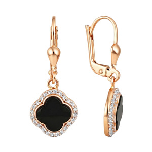 Paveikslėlis Auksiniai auskarai su oniksais ir cirkoniais