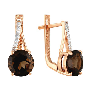 Paveikslėlis Auksiniai auskarai su kvarcais ir cirkoniais