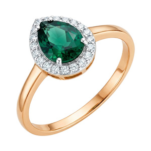 Paveikslėlis Auksinis žiedas su korundu ir cirkoniais