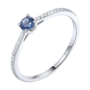 Paveikslėlis Balto aukso žiedas su safyru ir briliantais