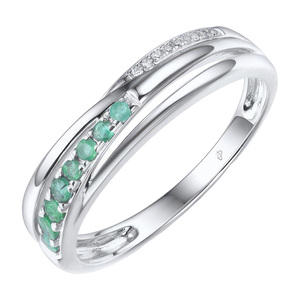 Paveikslėlis Balto aukso žiedas su briliantais ir smaragdais