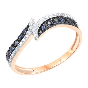 Paveikslėlis Auksinis žiedas su safyrais ir briliantais