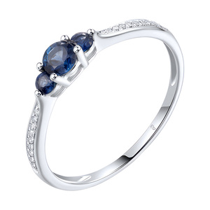 Paveikslėlis Balto aukso žiedas su safyrais ir briliantais