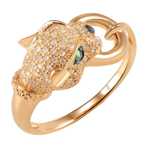 Paveikslėlis Auksinis žiedas su smaragdais ir briliantais