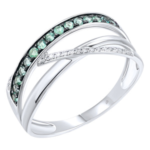 Paveikslėlis Balto aukso žiedas su smaragdais ir briliantais