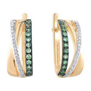 Paveikslėlis Geltono aukso auskarai su smaragdais ir briliantais