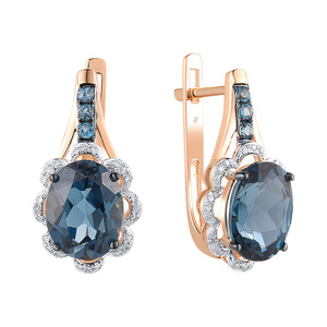 Paveikslėlis Auksiniai auskarai su briliantais ir London topazais