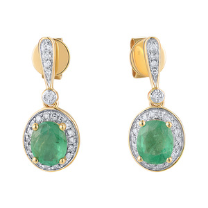 Paveikslėlis Geltono aukso auskarai su smaragdais ir briliantais