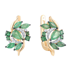 Paveikslėlis Geltono aukso auskarai su smaragdais ir briliantais