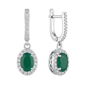 Изображение Серебряные серьги с агатами и цирконами