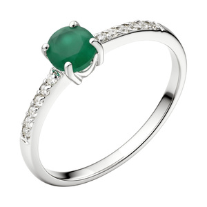 Paveikslėlis Sidabrinis žiedas su agatu ir cirkoniais