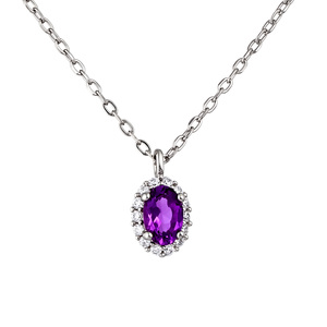 Изображение Серебряная цепочка с аметистом и цирконами