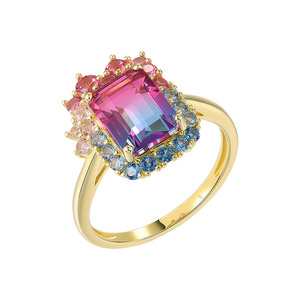 Paveikslėlis Paauksuotas sidabrinis žiedas su cirkoniais