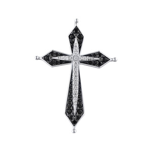 Изображение Серебряный католический крестик с цирконами