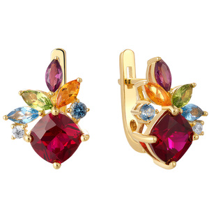 Изображение Серьги из позолоченного серебра с цирконами