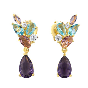 Изображение Серьги из позолоченного серебра с цирконами