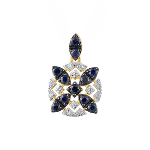 Paveikslėlis Geltono aukso pakabukas su briliantais ir safyrais