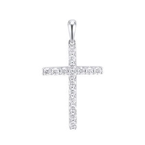 Изображение Католический крестик из белого золота с бриллиантами