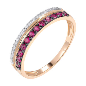 Изображение Золотое кольцо с бриллиантами и рубинами