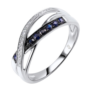 Изображение Кольцо из белого золота с бриллиантами и сапфирами