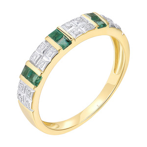 Изображение Кольцо из желтого золота с бриллиантами и изумрудами