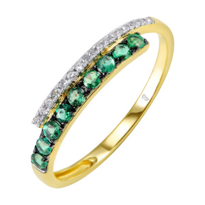 Изображение Кольцо из желтого золота с бриллиантами и изумрудами