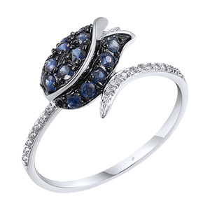 Изображение Кольцо из белого золота с бриллиантами и сапфирами