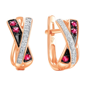 Paveikslėlis Auksiniai auskarai su briliantais ir rubinais