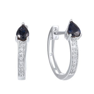 Paveikslėlis Balto aukso auskarai su briliantais ir safyrais