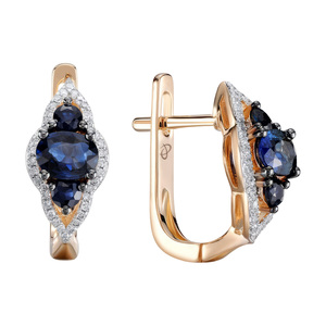 Paveikslėlis Auksiniai auskarai su briliantais ir safyrais