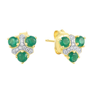 Paveikslėlis Geltono aukso auskarai su briliantais ir smaragdais