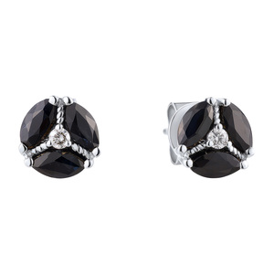 Paveikslėlis Balto aukso auskarai su briliantais ir safyrais