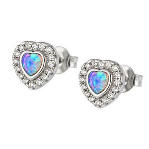 Изображение Серебряные серьги с опалами и цирконами