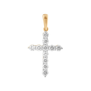 Изображение Католический крестик из желтого золота с LAB бриллиантами