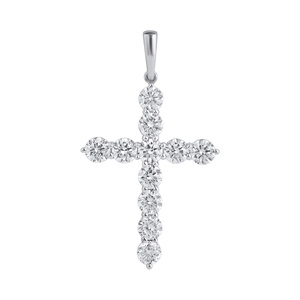Изображение Католический крестик из белого золота с LAB бриллиантами