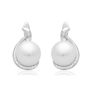 Paveikslėlis Sidabriniai auskarai su perlais ir cirkoniais