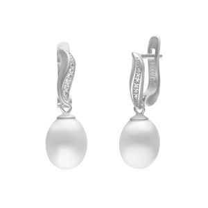 Paveikslėlis Sidabriniai auskarai su perlais ir cirkoniais